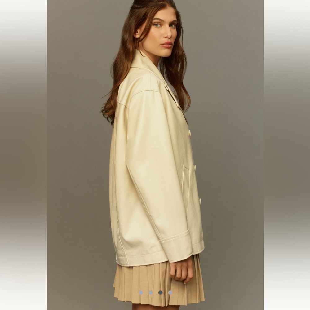 Anthropologie Maeve Faux Leather Cocoon Blazer - Picture 5 of 13